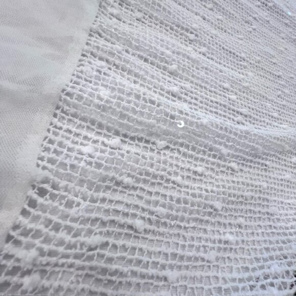 Le Moda White Sleeveless Tunic Sequined Lace Floral Hem Preppy Cottage Coastal L - Picture 13 of 14